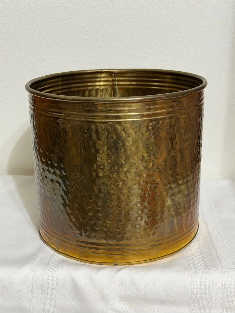 Hammered Brass 10”x 9” Planter Garbage Bin By Hosley Solid Brass Made In India